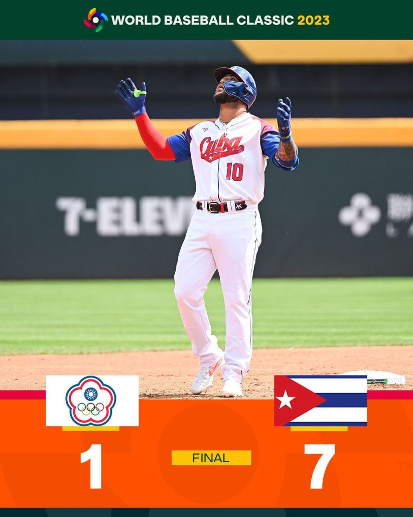 Cuba con poderío de ofensiva dominó a China Taipéi para avanzar a la segunda ronda
