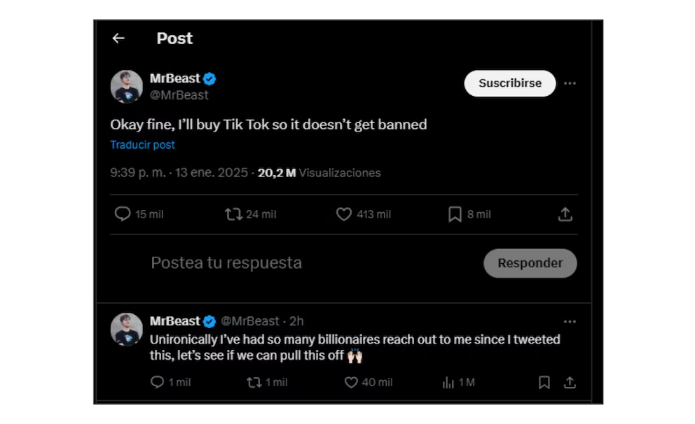 Mr. Beast esta dispuesto a comprar TikTok en Estados Unidos - Noticias de hoy en República Dominicana | De Último Minuto