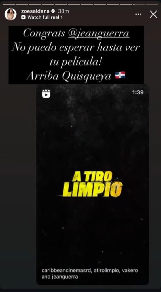 Zoe Sáldaña con ansias de disfrutar de la película “A Tiro limpio” - Noticias de hoy en República Dominicana | De Último Minuto