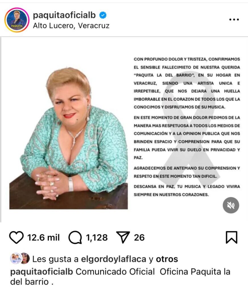 Muere Paquita la del Barrio a los 77 años, dejando un legado inmortal en la música mexicana - Noticias de hoy en República Dominicana | De Último Minuto