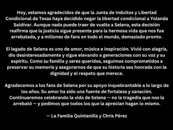 Le niegan la libertad condicional a Yolanda Saldívar, la asesina de Selena - Noticias de hoy en República Dominicana | De Último Minuto