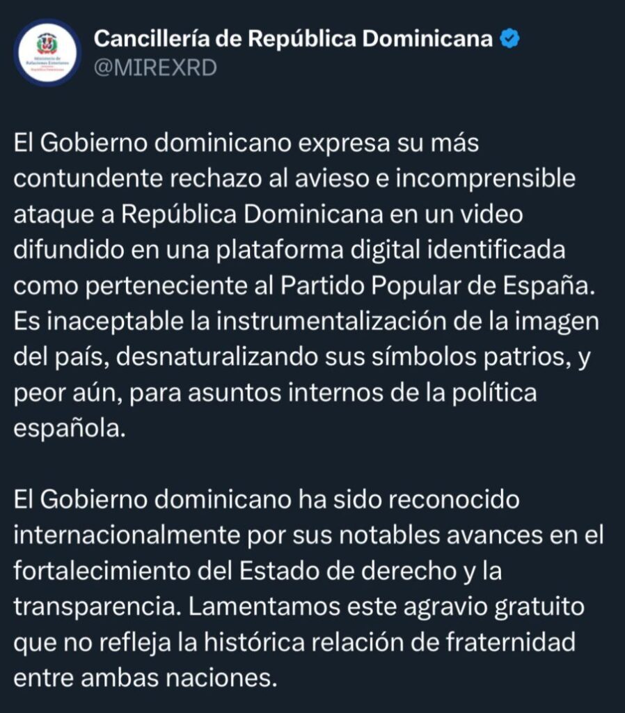 Gobierno dominicano rechaza "ataque" de Partido Popular español contra RD - Noticias de hoy en República Dominicana | De Último Minuto
