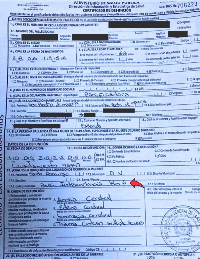 Manauri Jorge denuncia irregularidades del INACIF en los certificados de defunción de las víctimas del Jet Set - Noticias de hoy en República Dominicana | De Último Minuto