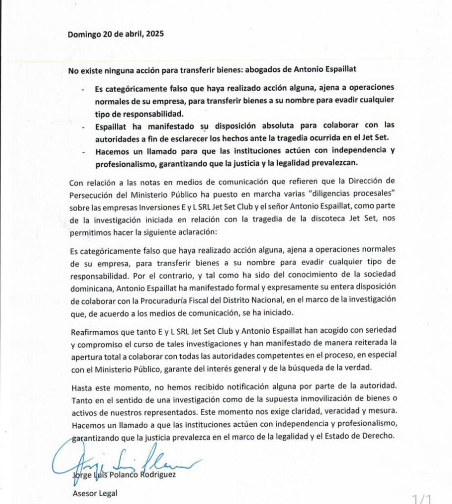 Abogado de Antonio Espaillat niega exista alguna acción para transferir bienes - Noticias de hoy en República Dominicana | De Último Minuto