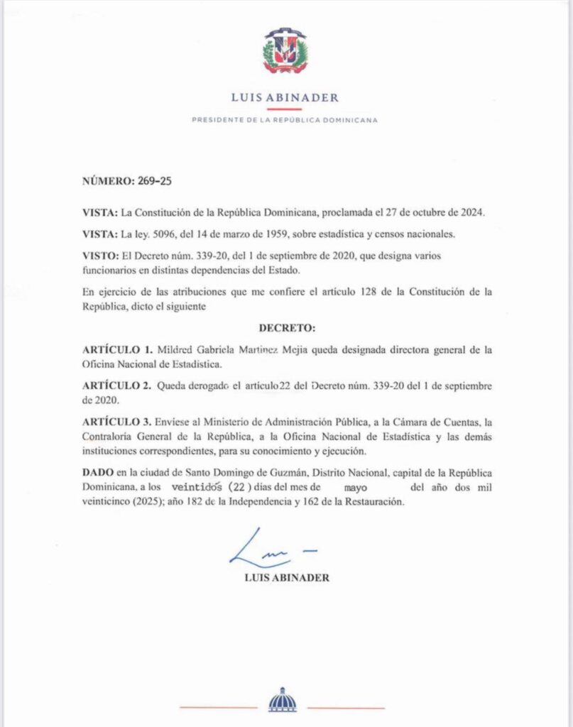 Mildred Martínez sustituye a Miosotis Rivas como nueva directora de la ONE - Noticias de hoy en República Dominicana | De Último Minuto