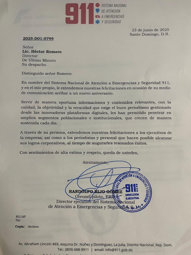 En 4to aniversario de De Último Minuto, 911 distingue el ejercicio del buen periodismo - Noticias de hoy en República Dominicana | De Último Minuto