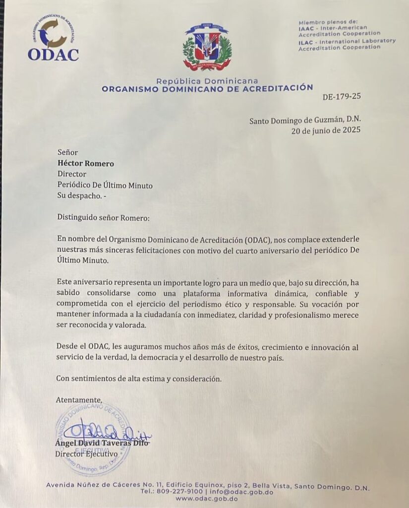 ODAC valora a De Último Minuto como plataforma "confiable y comprometida" en 4to aniversario - Noticias de hoy en República Dominicana | De Último Minuto
