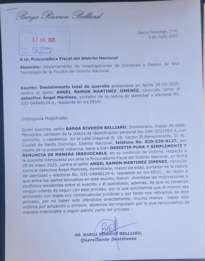 MP recibe solicitud de archivo definitivo en caso de querella contra Ángel Martínez - Noticias de hoy en República Dominicana | De Último Minuto