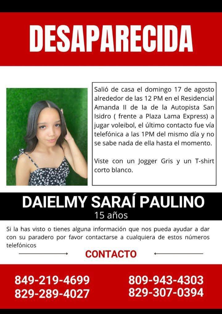 Joven de 15 años desaparecida tras salir a jugar voleibol en San Isidro - Noticias de hoy en República Dominicana | De Último Minuto