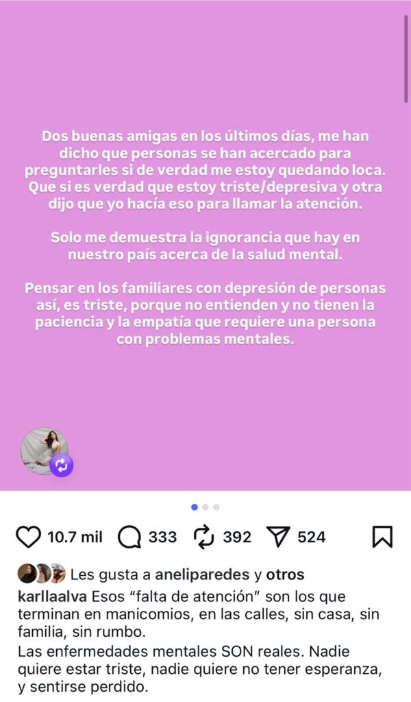 Karla Álvarez “La Mana” estalla contra quienes se burlan de su salud mental - Noticias de hoy en República Dominicana | De Último Minuto