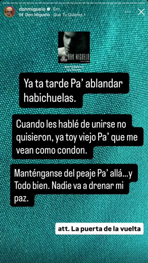 Don Miguelo se desliga de propuesta de unir el género urbano: “Ya ta tarde Pa' ablandar habichuelas” - Noticias de hoy en República Dominicana | De Último Minuto