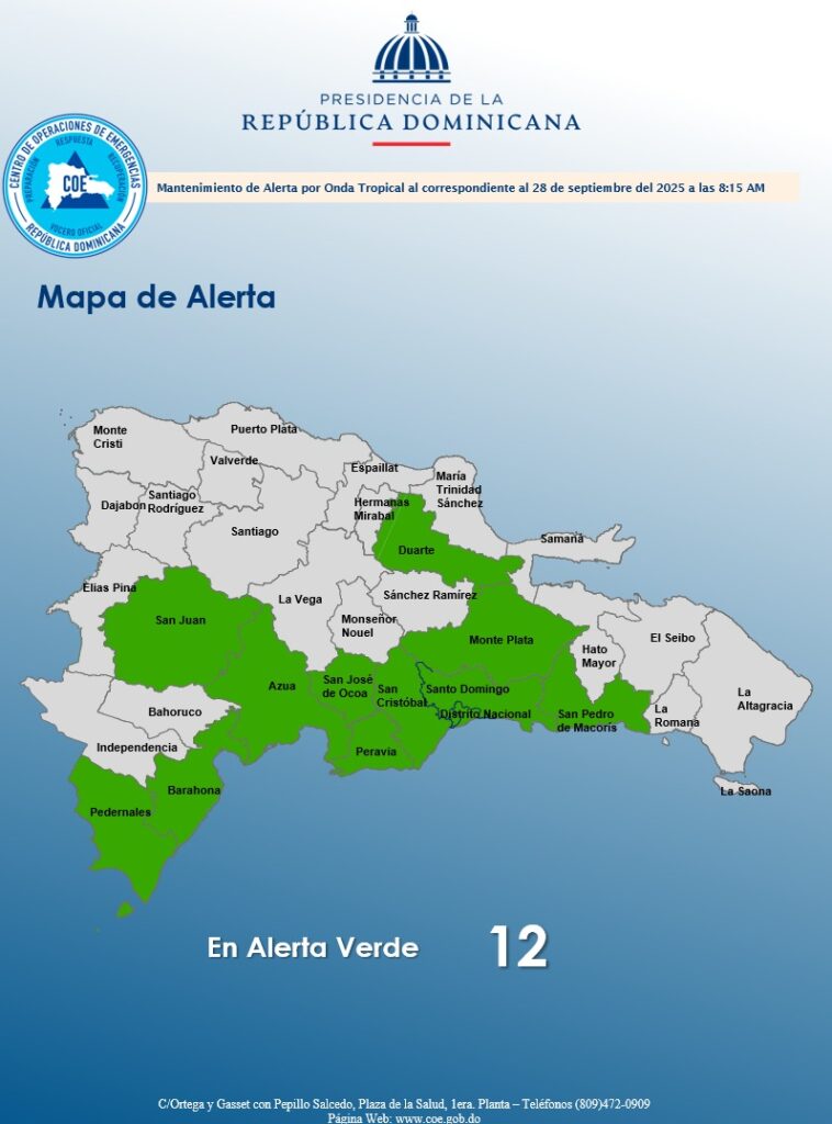 COE mantiene 12 provincias en alerta verde por lluvias y posibles inundaciones - Noticias de hoy en República Dominicana | De Último Minuto