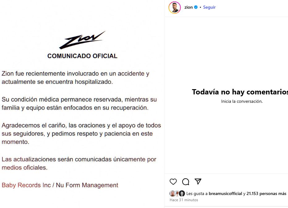 Zion se encuentra hospitalizado tras sufrir accidente de tránsito - Noticias de hoy en República Dominicana | De Último Minuto