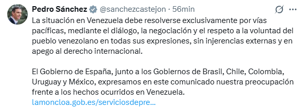 España y cinco países latinoamericanos rechazan acciones militares en Venezuela y llaman a una salida pacífica - Noticias de hoy en República Dominicana | De Último Minuto