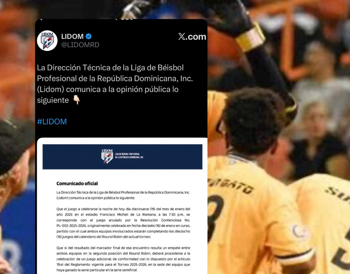 LIDOM confirma que juego de esta noche Toros-Águilas corresponde al partido anulado del 16 de enero - Noticias de hoy en República Dominicana | De Último Minuto