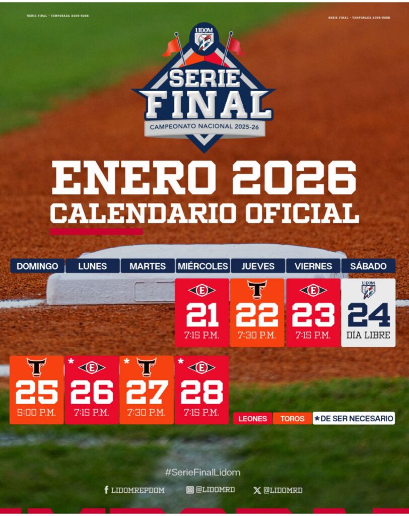 LIDOM confirma calendario de la Serie Final: Escogido y Toros desde el 21 de enero - Noticias de hoy en República Dominicana | De Último Minuto