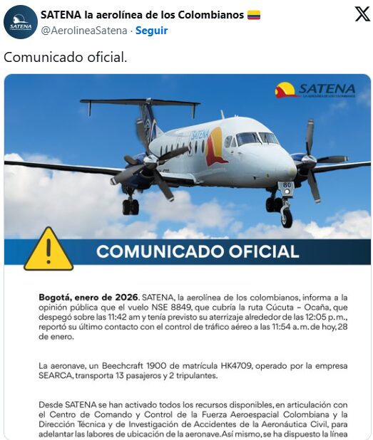 Encuentran accidentado el avión desaparecido en Colombia con sus 15 pasajeros fallecidos - Noticias de hoy en República Dominicana | De Último Minuto