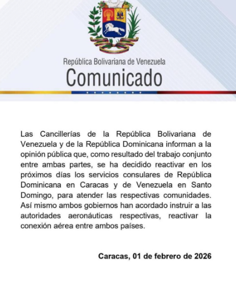Venezuela y República Dominicana reactivarán servicios consulares y conexión aérea - Noticias de hoy en República Dominicana | De Último Minuto