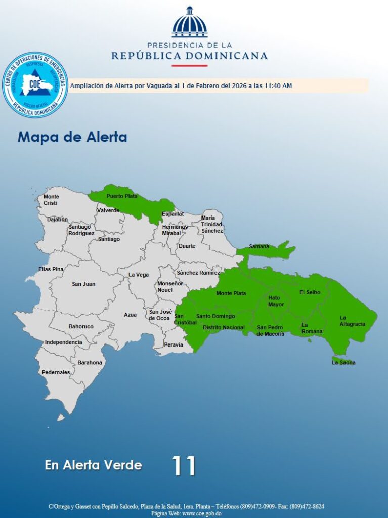 COE eleva alerta verde en 10 provincias y el Distrito Nacional por lluvias y oleaje peligroso - Noticias de hoy en República Dominicana | De Último Minuto