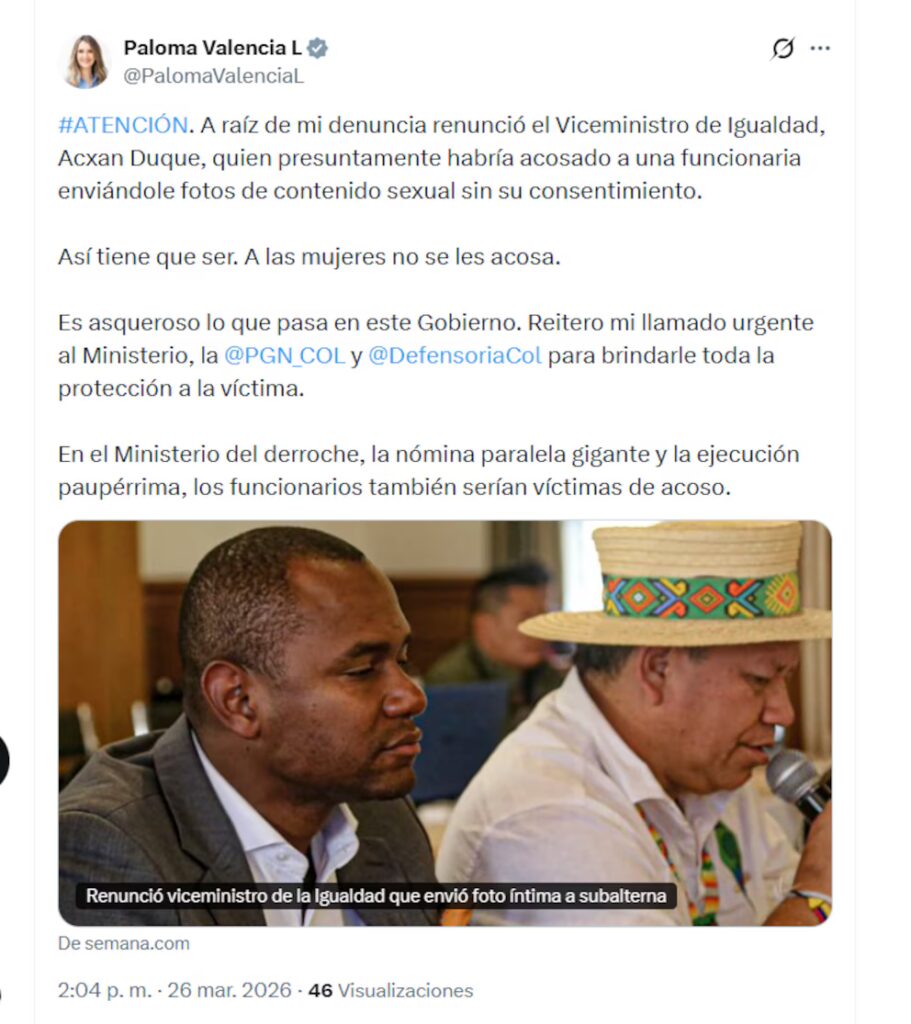 Colombia: renuncia viceministro tras denuncia de presunto acoso - Noticias de hoy en República Dominicana | De Último Minuto