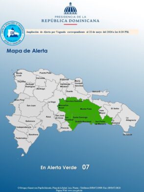 COE coloca seis provincias y el Distrito Nacional en alerta verde por lluvias